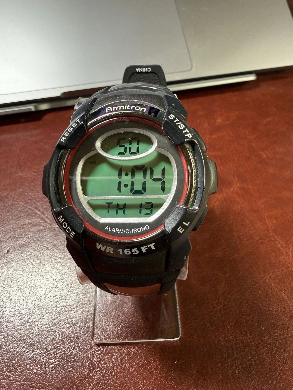 Armitron Digital Alarm Chrono Day/Date Black Resin Sport Watch WR 50M
